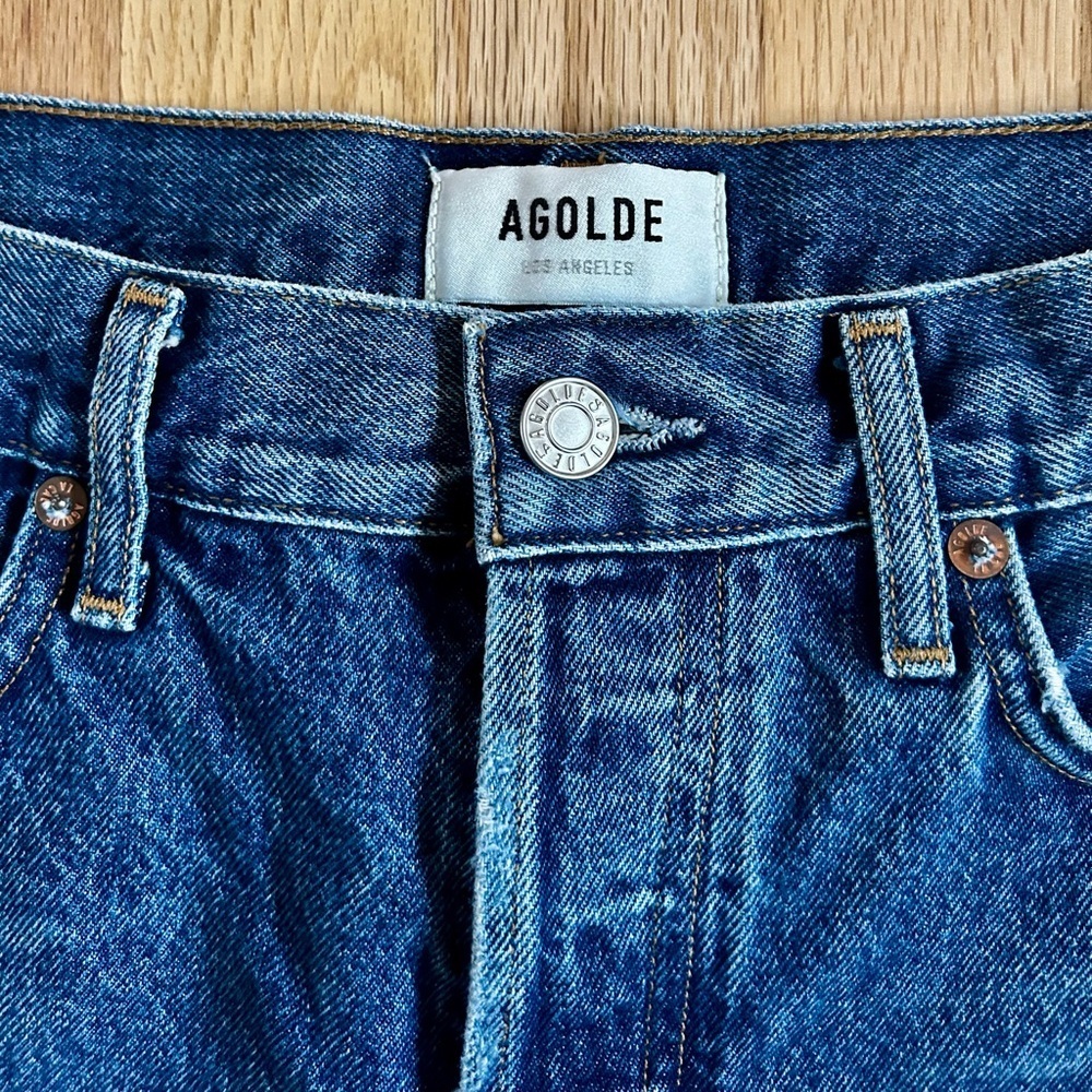 AGOLDE parker vintage cut off shorts caution dark wash denim jorts size 28 - Picture 9 of 16